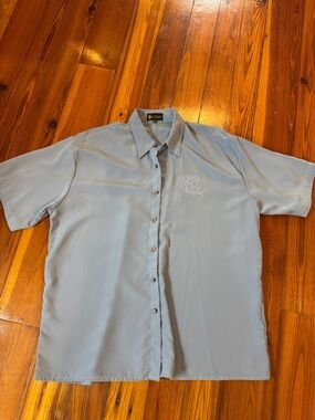 Light Blue Men's Short Sleeve Button-Up Shirt